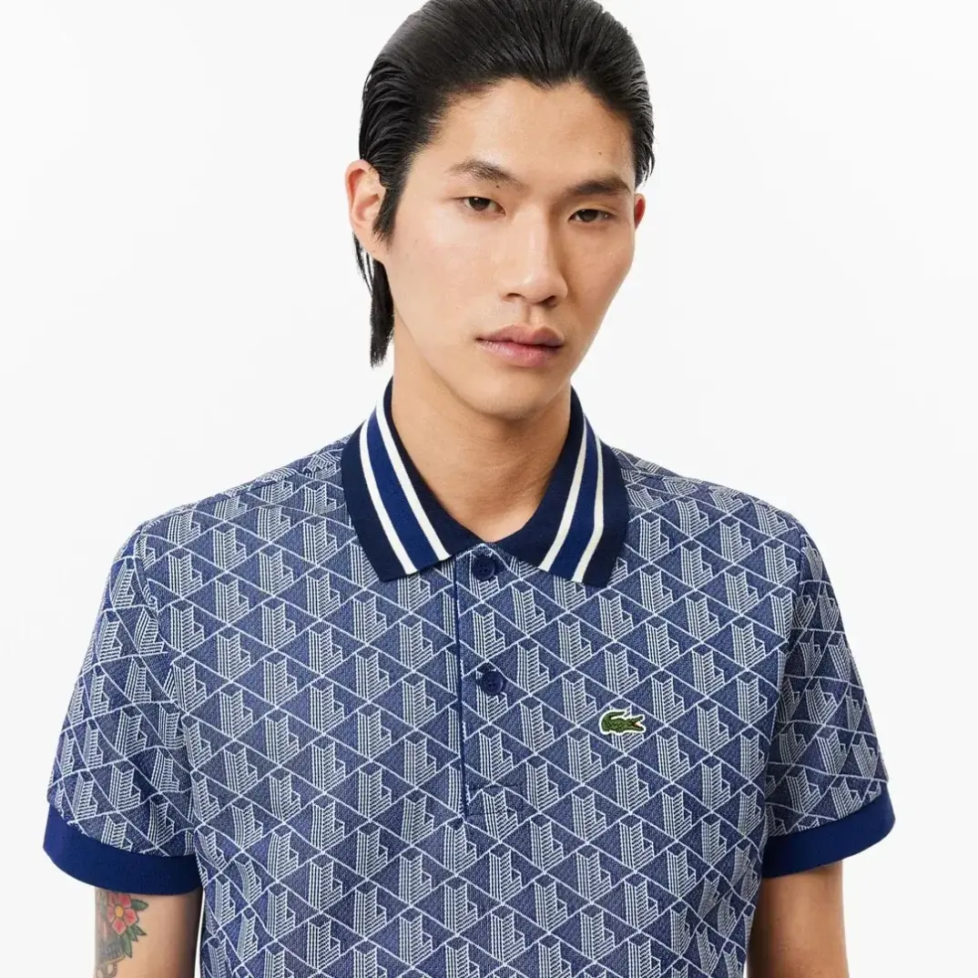 Classic Fit Monogram Polo Mavi - 2