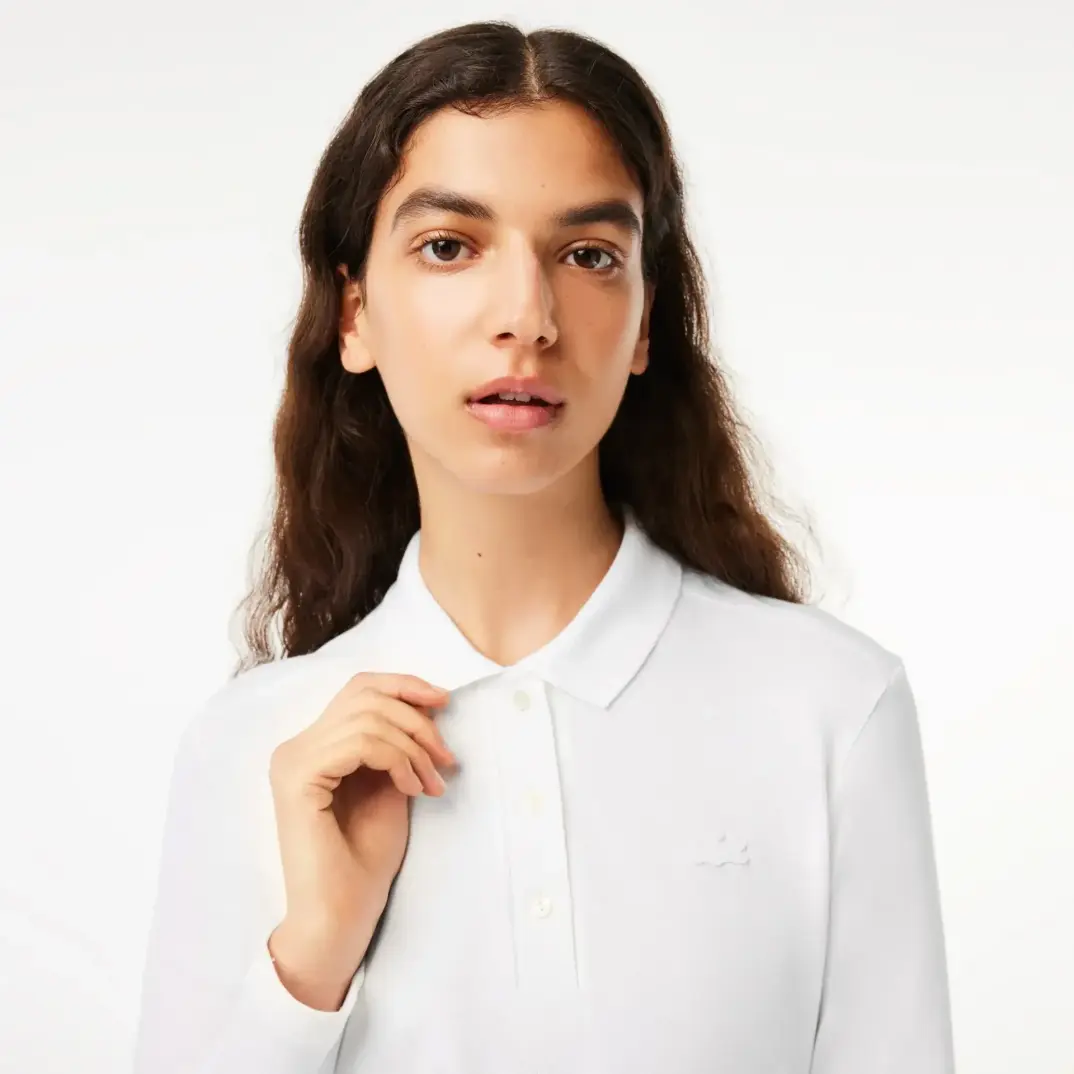 L.12.12 Classic Fit Kadın Uzun Kollu Beyaz Polo - 4