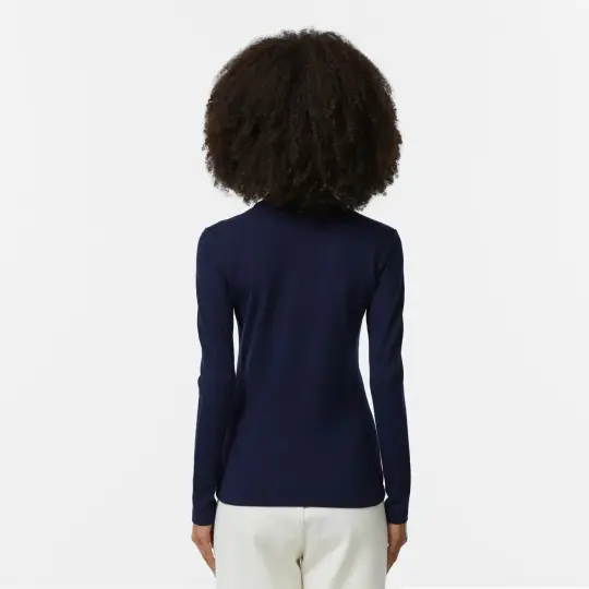 L.12.12 Classic Fit Kadın Uzun Kollu Lacivert Polo - 3