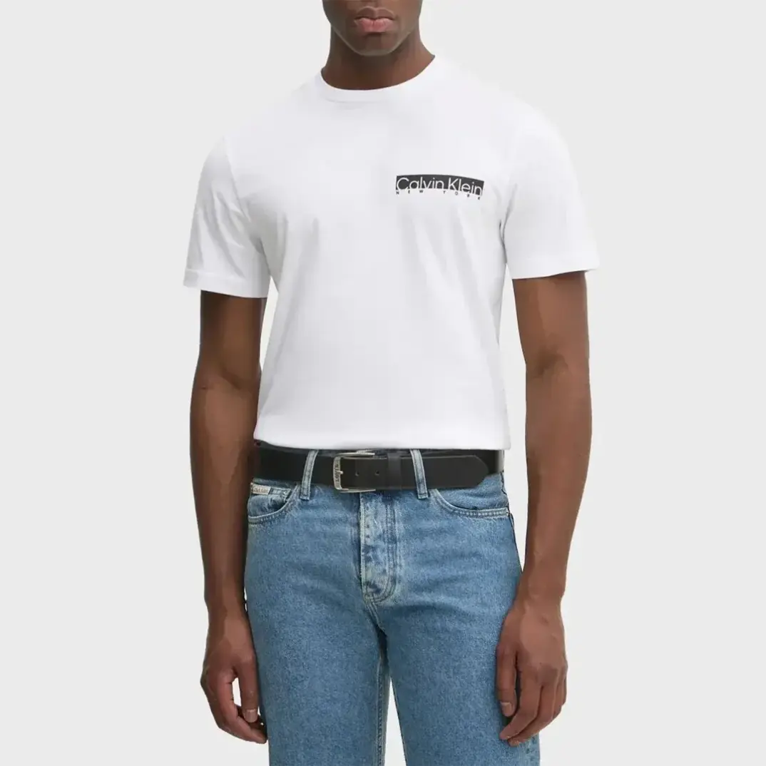 Ny Chest Box Logo T-shirt Beyaz - 1