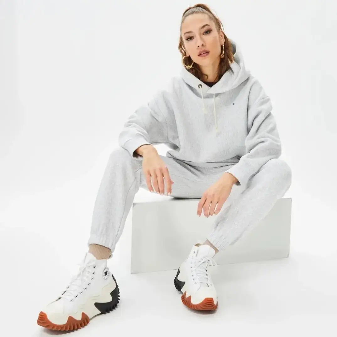 Reverse Weave Kadın Hoodie C Logo Gri - 3