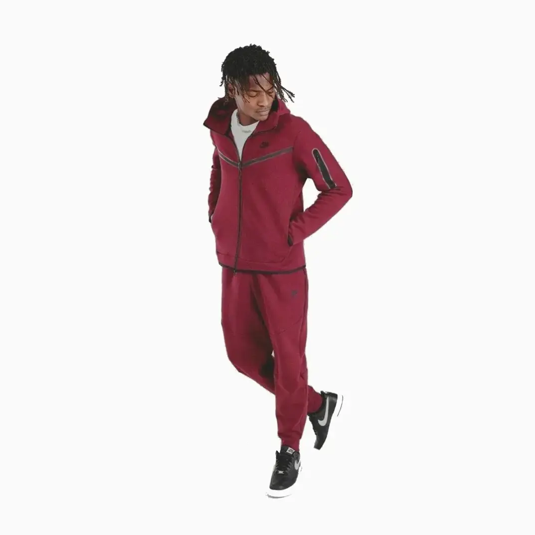 Tech Fleece Kapüşonlu Üst ve Eşofman Altı Bordo Set - 2