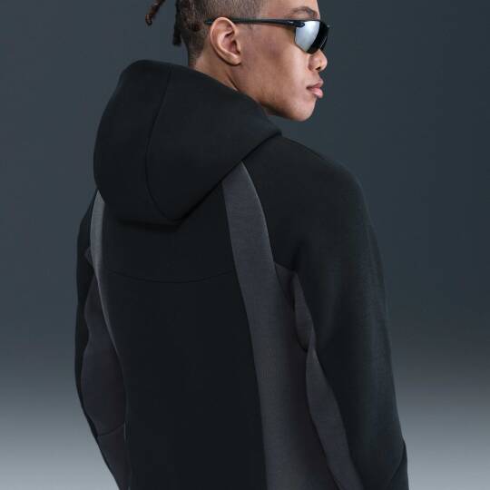 Tech Tam Boy Fermuarlı Fleece Windrunner Siyah/Anthracite/Siyah - 2