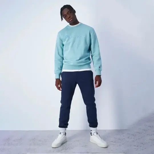 Tonal Embroidery Fleece Sweatshirt Mavi