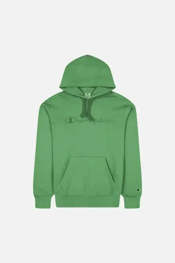 Tonal Embroidery Heavy Cotton Hoodie Yeşil
